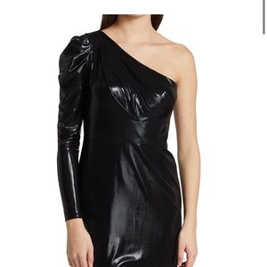 NEW MARCHESA NOTTE BLACK ONE SLEEVE BLACK FORMAL HOLIDAY PARTY DRESS SIZE 10